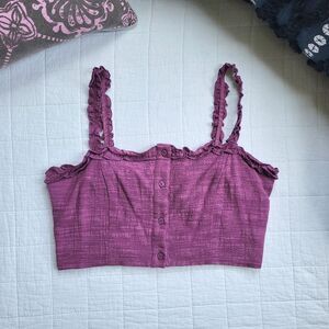 Blue Blush Ruffle Strap Crop, L, Plum
